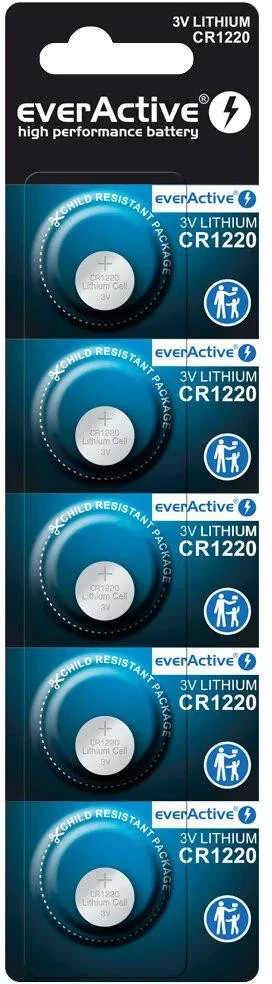 Baterija CR1220 everActive (lizdinė pakuotė, 5 vnt.)