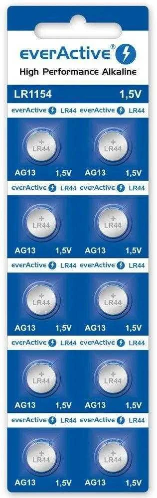 Baterijos AG13 / G13 / LR44 / LR1154 everActive 1,5V (blisterinė pakuotė, 10 vnt.)