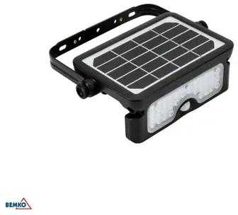 Bemko 10W LED įkraunamas prožektorius su saulės baterija ir judesio davikliu, juodas, 4000K, IP65
