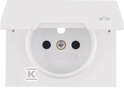 Berker Hager Kištukinių lizdų su įžeminimo ir apertūros baltais kontaktais priekinė plokštė (3965777109)