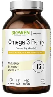 Maisto Papildas - BIOWEN Omega 3 TG Family 720mg EPA, 480mg DHA, 225 Kapsulės