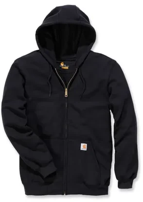 Visent Bluza Carhartt vidutinio svorio gobtuvas su užtrauktuku, juodas