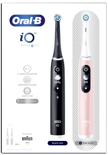 Braun Oral-B 80375669 szczoteczka elektrinė Dorosły Obrotowo-pulsacyjna szczoteczka do zębów Juodas, Rožinė