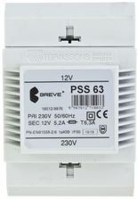 BREVE 1 fazės modulinis transformatorius PSS 63VA 230 / 12V
