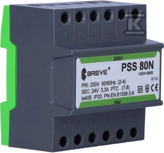 Breve PSS 80N transformatorius su DIN bėgelio jungtimis