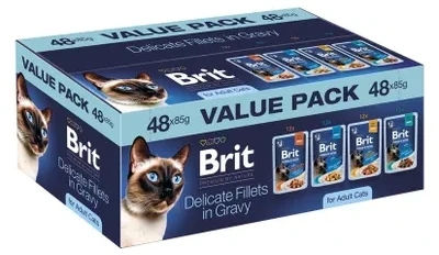 BRIT Premium by Nature Delicate fillets in gravy Box – šlapias kačių maistas – 48x85g