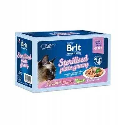 BRIT Premium by Nature Sterilizuotos lėkštės maišeliai su padažu, skonių mišinys - šlapias maistas katėms - 12x85g