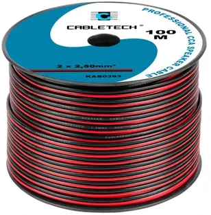 Cabletech Kabelis CCA 2x2.5mm 1m - juoda raudona