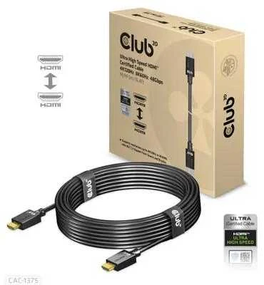 Club 3D CLUB3D itin didelės spartos HDMI™ sertifikuotas kabelis 4K120Hz 8K60Hz 48Gbps M/M 5m/16.4ft