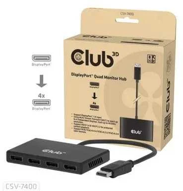 „Club 3D Hub USB Club Hub 3D MST“ (daugiasrautinis perdavimas) „DisplayPort 1.4“ su 4 „DisplayPort“, daugiakanalis monitorius, 4 „4K30Hz“, „8K30Hz“