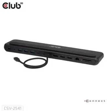 „Club 3D“ „Club3D“ USB-C prijungimo stotelė 12v1, 2xHDMI, 1xDP, 2xUSB-C, 3xUSB, 1xRJ45, 1x3,5 mm, juoda