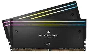 Stacionarių kompiuterių atmintis CORSAIR RAM DOMINATOR TITANIUM CMP64GX5M2B6400C32 RGB 64GB (2 x 32GB), Juodos spalvos