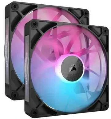 Corsair iCUE LINK RX140 RGB Series, PWM korpuso ventiliatorius 2er Pack – 140mm, juodos spalvos