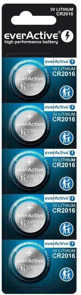 CR2016 everActive baterijos, pakuotė po 5 vienetus