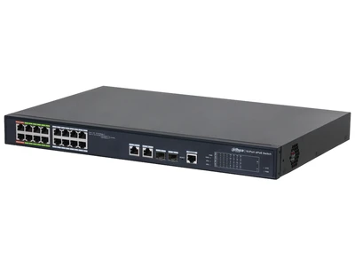Dahua ePoE šakotuvas 100Mbps 16portu+2G uplink + 2SFP, ePoE 8 portai, ePoE iki 800m, Hi-PoE