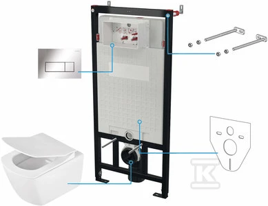 Potinkinis WC komplektas Deante Anemon 6in1, CDZS6ZPW, Baltas/Chrome