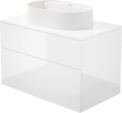 Deante Prizma spintelė su granitiniu praustuvu, 80x52x47 cm + 55x35 cm, Baltas gloss + Alabaster (SD6B8SAU6B)