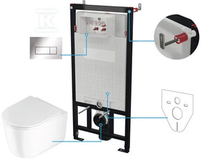 Potinkinis WC komplektas Deante Jasmin 6in1, CDJS6ZPW, Baltas/Chrome