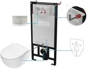 Potinkinis WC komplektas Deante Peonia 6in1, CDEF6ZPW, Baltas/Brushed steel