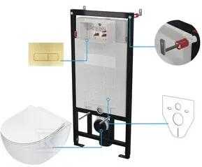 Potinkinis WC komplektas Deante Peonia 6in1, CDER6ZPW, Baltas/Brushed auksinis