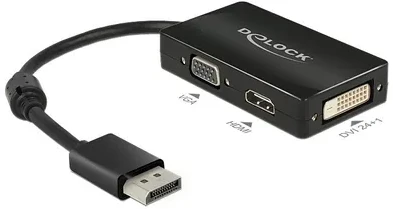 DeLOCK 0.16m DisplayPort/VGA+HDMI+DVI Juodas