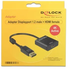 DELOCK Adaptorcable DisplayPort 1.2 kištukas > HDMI lizdas juodas 4K Active