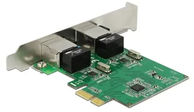 DELOCK PCI EXPRESS X1 2X RJ45 1GB TINKLO KORTELĖ, TAIKYKITE ŽEMUS PROFILIUS