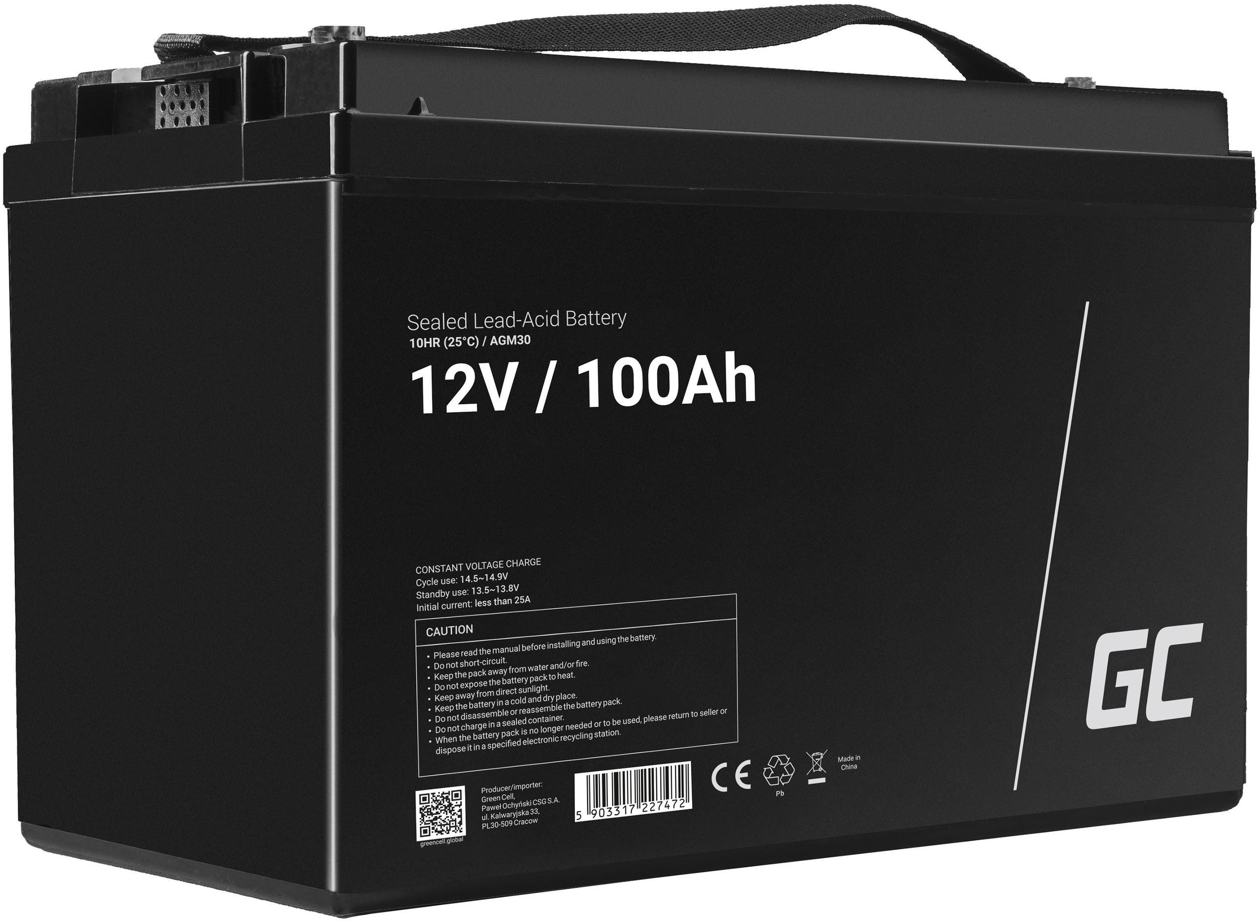 Green Cell akumuliatorius AGM Žalias Cell VRLA 12V 100Ah aprašymas - Prekės nuotrauka