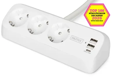 „Digitus“ 3 krypčių biuro lizdų juosta su 2 USB-A ir 1 USB-C jungtimis | DA-70626