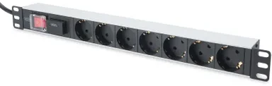 Assmann Electronic DIGITUS 19 colių išėjimo juosta 7x su įjungimo / išjungimo jungikliu ir apsauga nuo viršįtampių juodas