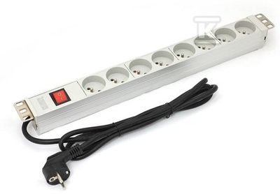 Assmann Electronic ASM A-19-STRIP-2-IMP PDU išleidimo juosta 19 RACK 8xType E, 1,8 m laidas su Schuko, įjungimas/išjungimas, aliuminio