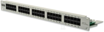 „Assmann Electronic DIGITUS CAT 3 ISDN“ komutacinė panelė, neekranuota, 50 prievadų RJ45 8P4C LSA 1U, montuojama ant stovo, pilkos spalvos RAL 7035