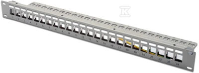 DIGITUS Patchpanel 1HE 24 prievadų modulinis patchpanel pilkas