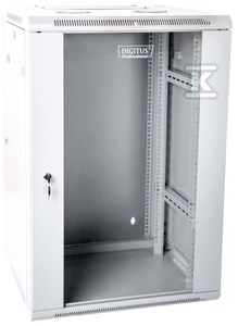 Assmann Electronic DIGITUS DN-WD19 18U/600 Sieninė dvisekcija Spintelė 19 18U 901/600/600 stiklinis pilkas montuojamas