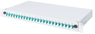Assmann Electronic DIGITUS šviesolaidinis stumdomas sujungimo dėžė 1U Įrengtas 24x LC dupleksas, įskaitant. M 25 Screw Splice Cassette OM3 Color Pigtails Adapteris