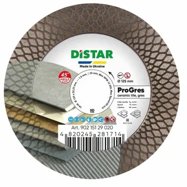 DISTAR PROGRES plytelių 45 laipsnių pjovimo ir šlifavimo diskas plytelėms 125 mm x 22.23 mm