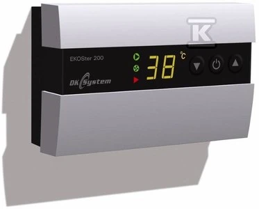 DK System Katilo temperatūros reguliatorius EKOSTER 200, kuris valdo centrinio šildymo siurblį ir 201601 ventiliatorių