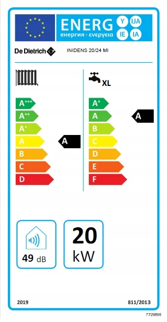 Dviejų funkcijų dujinis katilas „De Dietrich Inidens 20/24 MI“, 20/24 kW