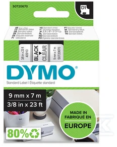 Dymo S0720670 (juoda ant skaidraus) D1 tipo juosta