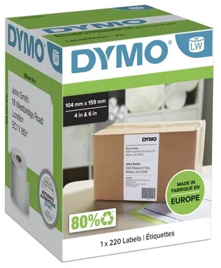 Etiketės DYMO LabelWriter 4XL 104x159 mm, 220vnt. / S0904980