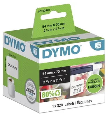 DYMO LW - Multi-Purpose Labels - 54 x 70 mm - S0722440 Balta Lipni spausdintuvo etiketė