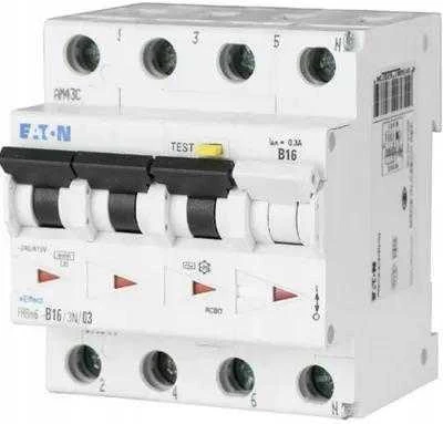 Eaton 170999 Kombinuotas grandinės pertraukiklis 3P+N C16A 0,03A tipas A 6kA serija FRBm6 FRBM6-C16/3N/003-A 170999