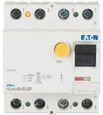 Eaton 187421 Liekamosios srovės grandinės pertraukiklis 4P 40A 0,3A tipas G/F FRCMM-40/4/03-G/F 187421