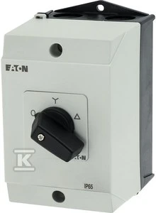 „Eaton“ žvaigždės-delta jungties kumštelinis jungiklis 3P 20A IP65 korpuse T0-4-8410/I1 (207140)