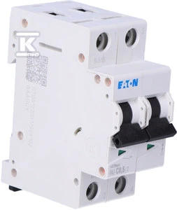 Eaton miniatiūrinis grandinės pertraukiklis FAZ-C0.5 / 2 2P C 0.5A 15kA AC - 278743