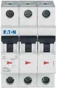 Eaton miniatiūrinis grandinės pertraukiklis FAZ-C2 / 3 3P C 2A 15kA AC - 278861