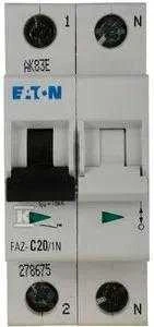 „Eaton“ grandinės pertraukiklis 1+NC 20A 15kA AC FAZ C20/1N (278675)
