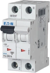 „Eaton“ grandinės pertraukiklis 1P+NB 4A 6kA AC PL6-B4/1N 164913