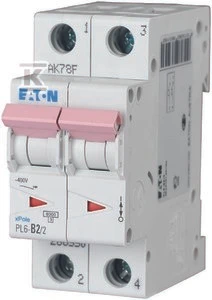 „Eaton“ grandinės pertraukiklis 2P D 16A 6 kA AC PL6-D16/2 286579