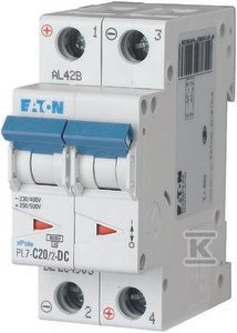 Eaton PL7-C20/2-DC VIRŠSROVĖS PERTRAUKIS 10KA DC